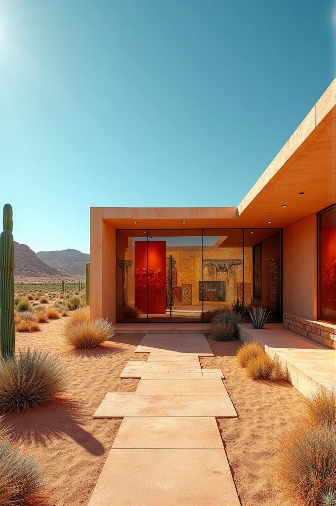 A folding style art gallery with a hot and dry climate