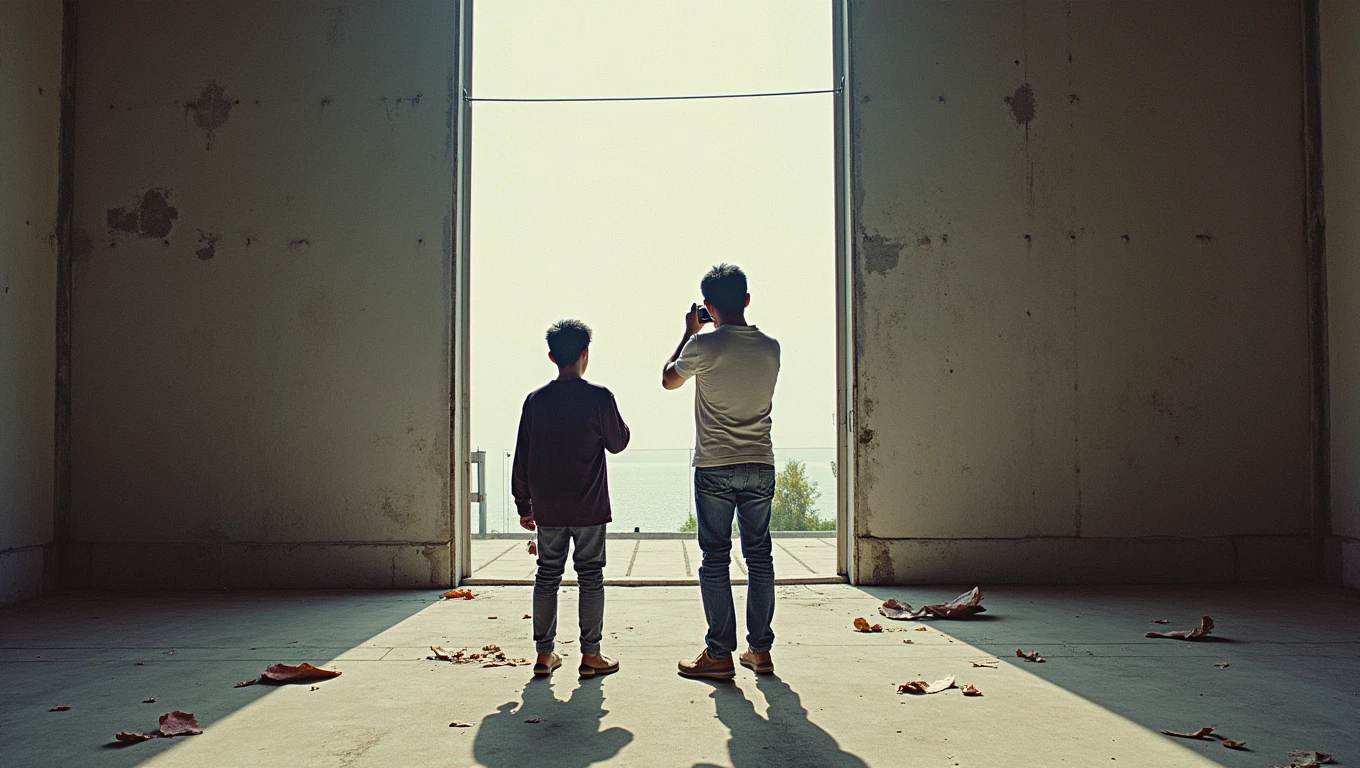Two men are taking pictures inside the building.。, tetsuo hara and katsuhiro otomo, Jiro Matsumoto and Yusuke Murata, Katsuhiro and Inio Asano, Zane Chin and Katsuya Terada, Tateto Kubo、Takashi Murakami, Shinji Higuchi and Tomoki Kyoda