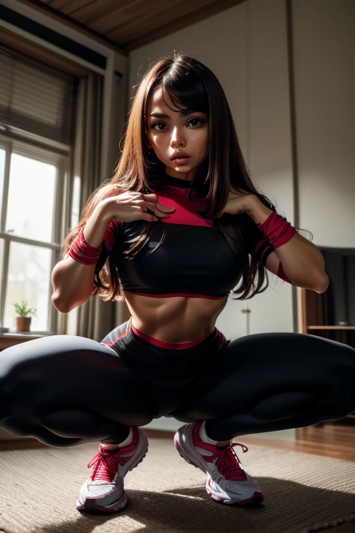 (((Squatting posture))), dynamic view, (((Hyper quality 32k)))