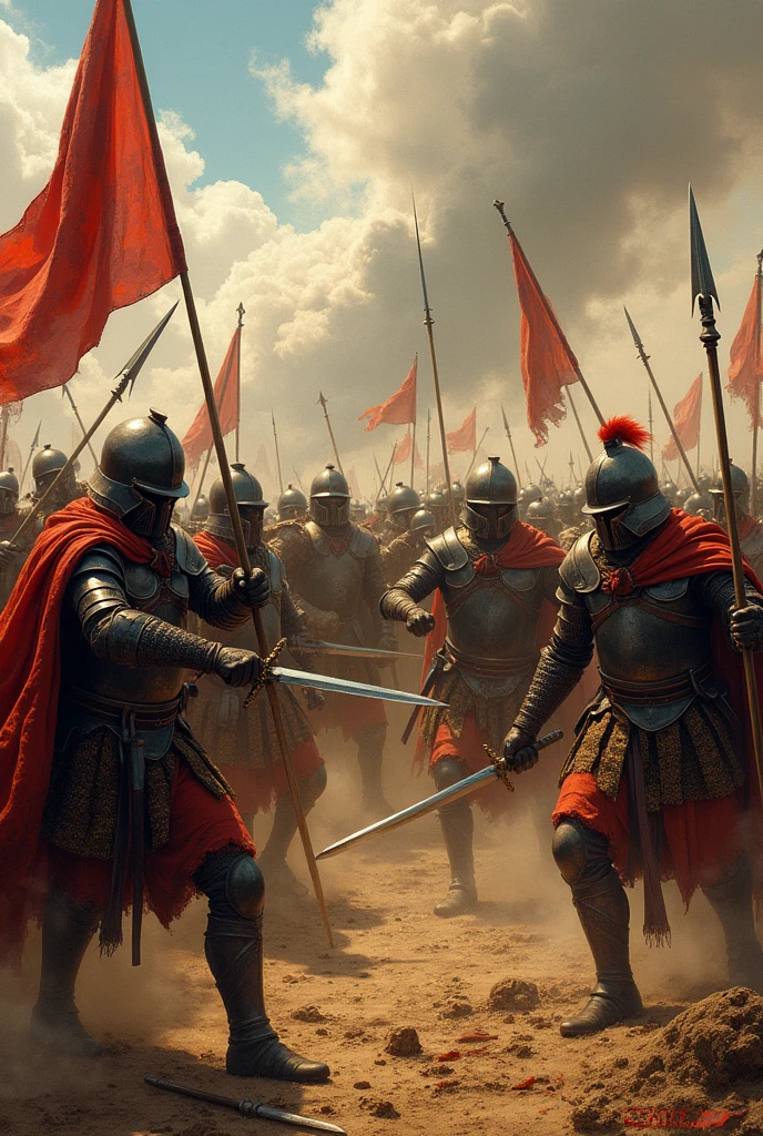 Historical warfeild with swords and spears.... Warriors fighting