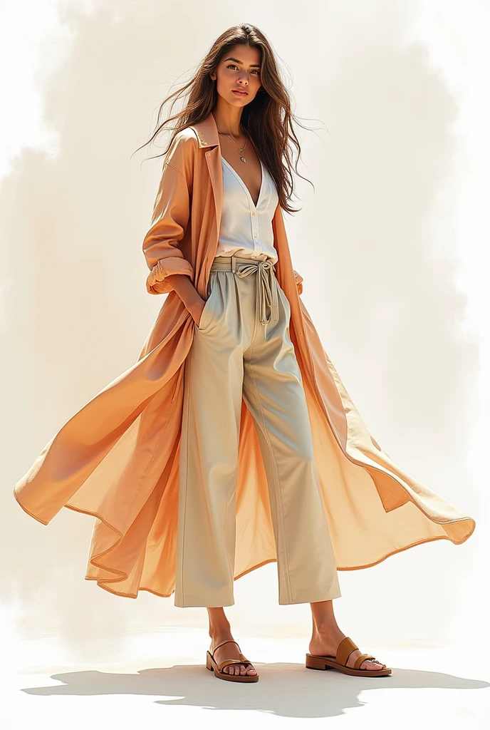 Create portfolio sketches for casual wear collection 5 ensembles .US based fashion buyer. For fashion Designer's professional portfolio. According to trend and colour of season 2025 summer spring. Sustainable organic fabric cotton viscose hemp collection.
