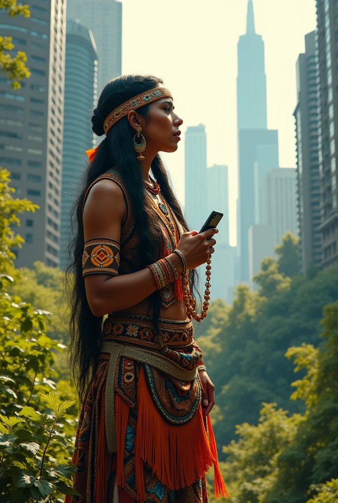 according to what Rita Segato proposes in her text "criticism of colonialism" Find an image that shows this tension of indigenous communities within our contemporary culture.