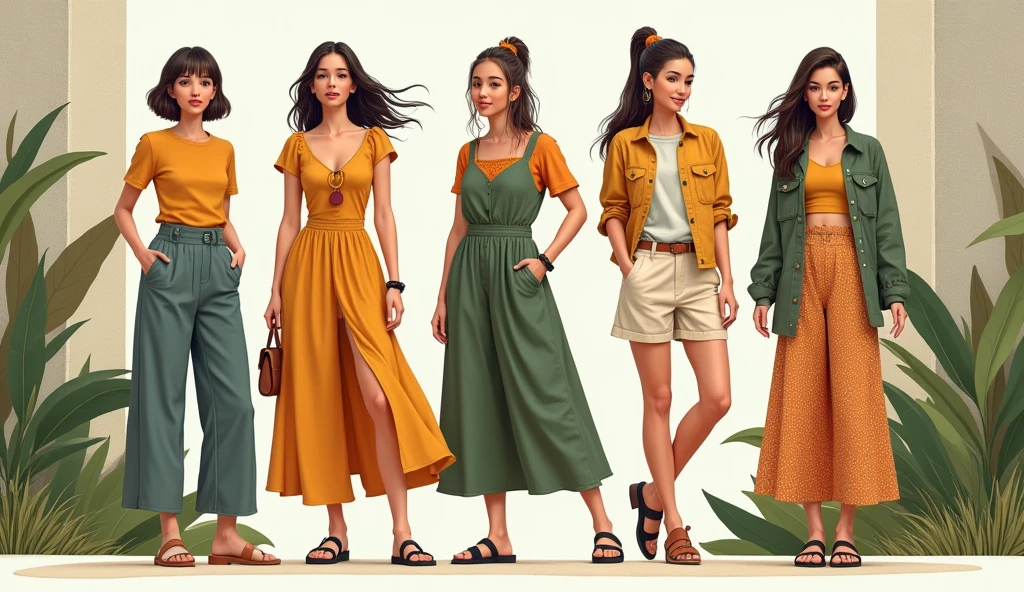 Create fashion illustration 3D designs denims organic fabrics collection for US based fashion Buyer womenswear casuals wear ensembles. Cotton viscose hemp organic fabrics.dresses, shorts top bottoms collection.