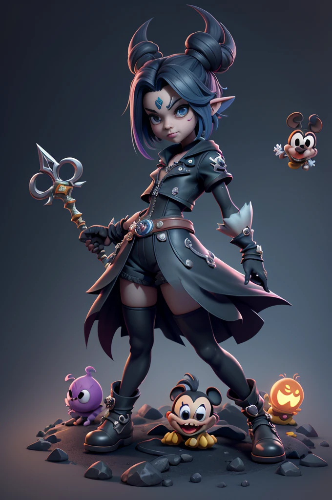 monstros estilos kingdom hearts, baseados em animais,3d style, shadown monster, demons, darkness monster, rayman legends, mickey mouse character style, girl and body, kingdom hearts, malhas leves e quentinhas, cores frias e alegres, portando espada magica, dark mouse in around, (raytrace)