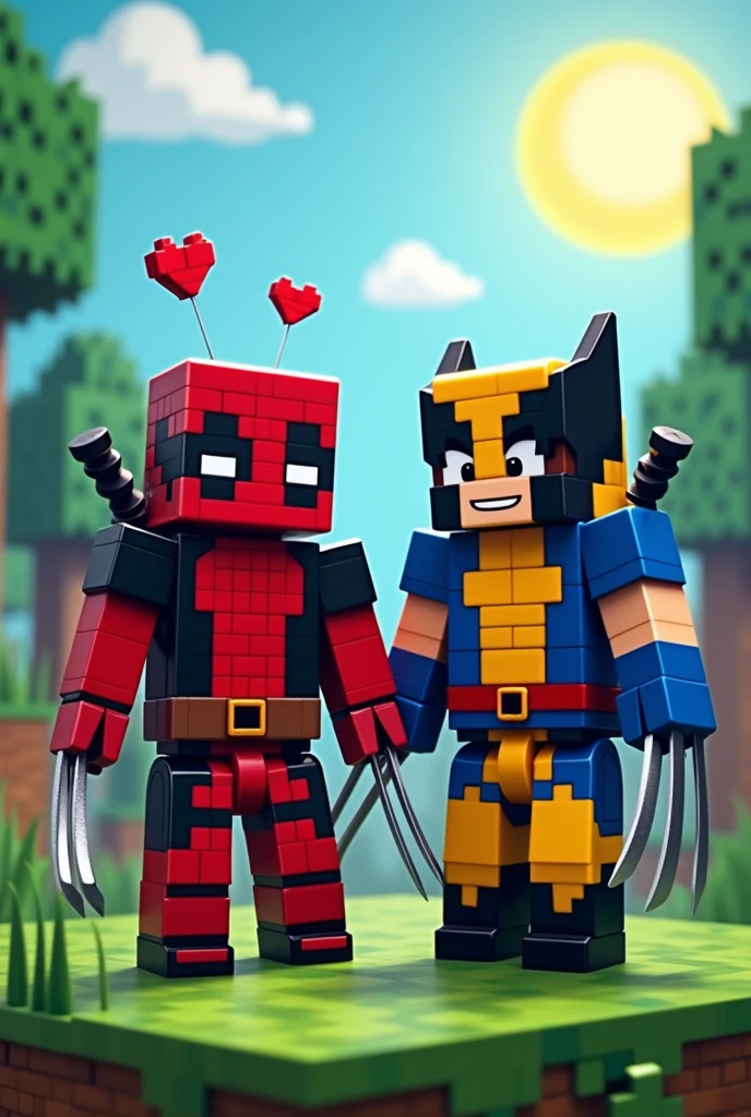 Minecraft Deadpool & Wolverine High resolution