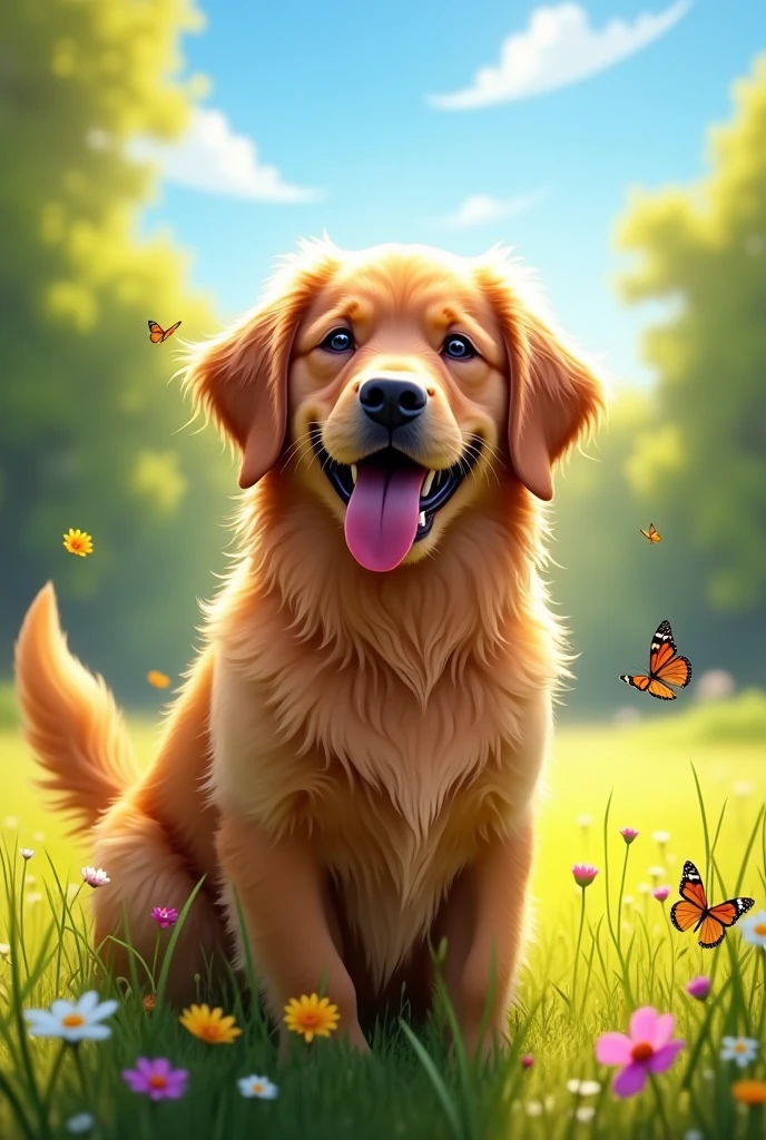 A picture of a dog smiling 