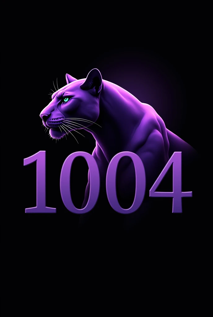 create a logo of a purple panther with a black background and the number 1004 MORE ELABORATE