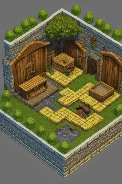 A dungeon room for a dungeons and dragons Tabletop rpg vtt. Isometric view