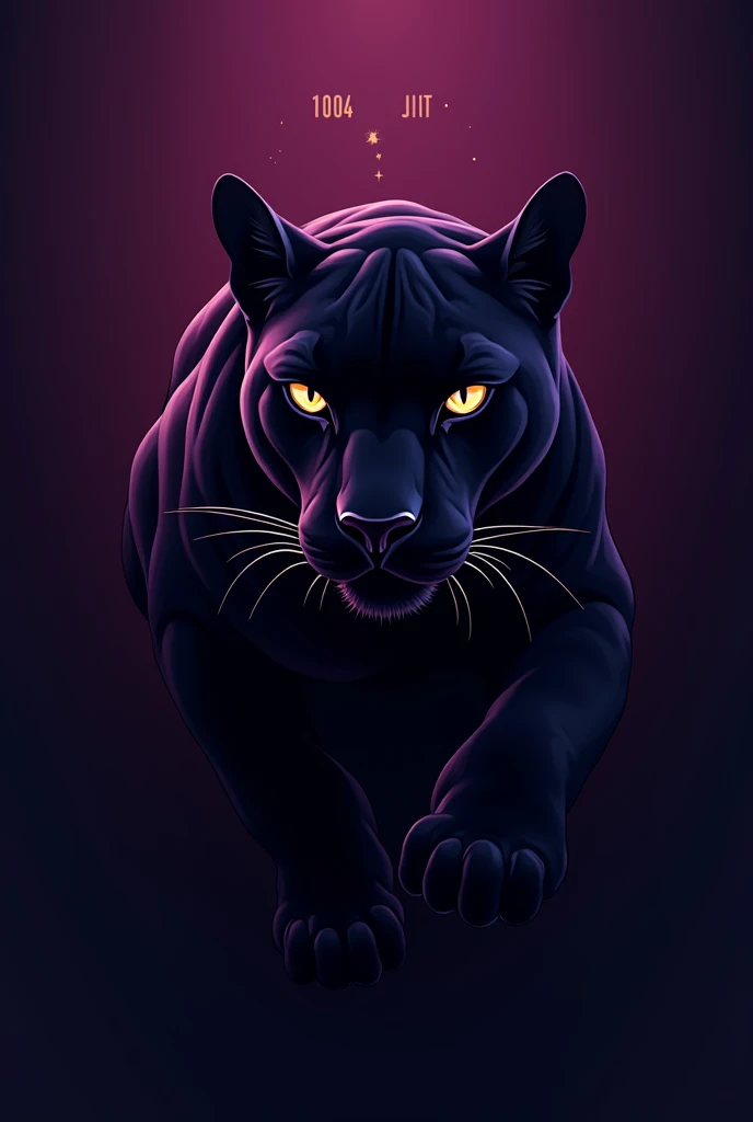 create a well-designed logo of a black panther with a purple background WRITTEN 1004