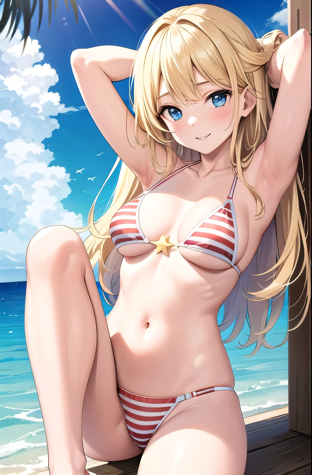 Stars and Stripes Bikini,Blonde,Ocean,