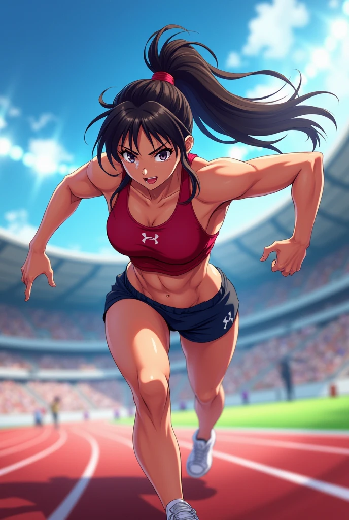 Anime girl athlete without clothes