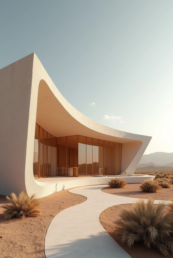 Volumetric design of an art gallery in the folding style in a hot and dry climate