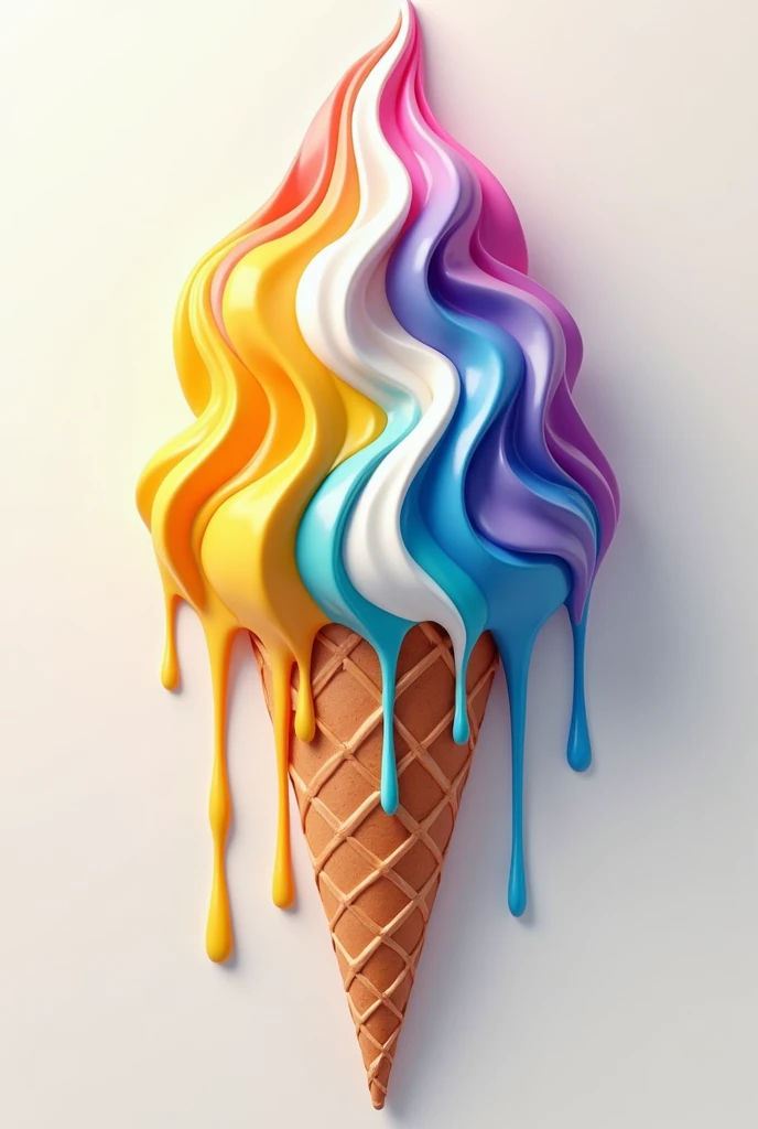 3D dripping yellow, white, blue, purple and pink color swril