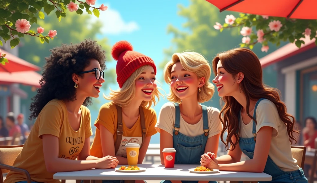 Realistic happy friends talking to each other.