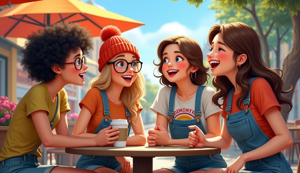 Realistic happy friends talking to each other.