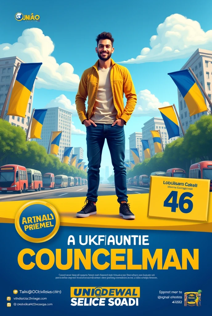 I want to create a political campaign flyer for my campaign. I am from the União Brasil party with the number 44222, I am a candidate for councilman. 
