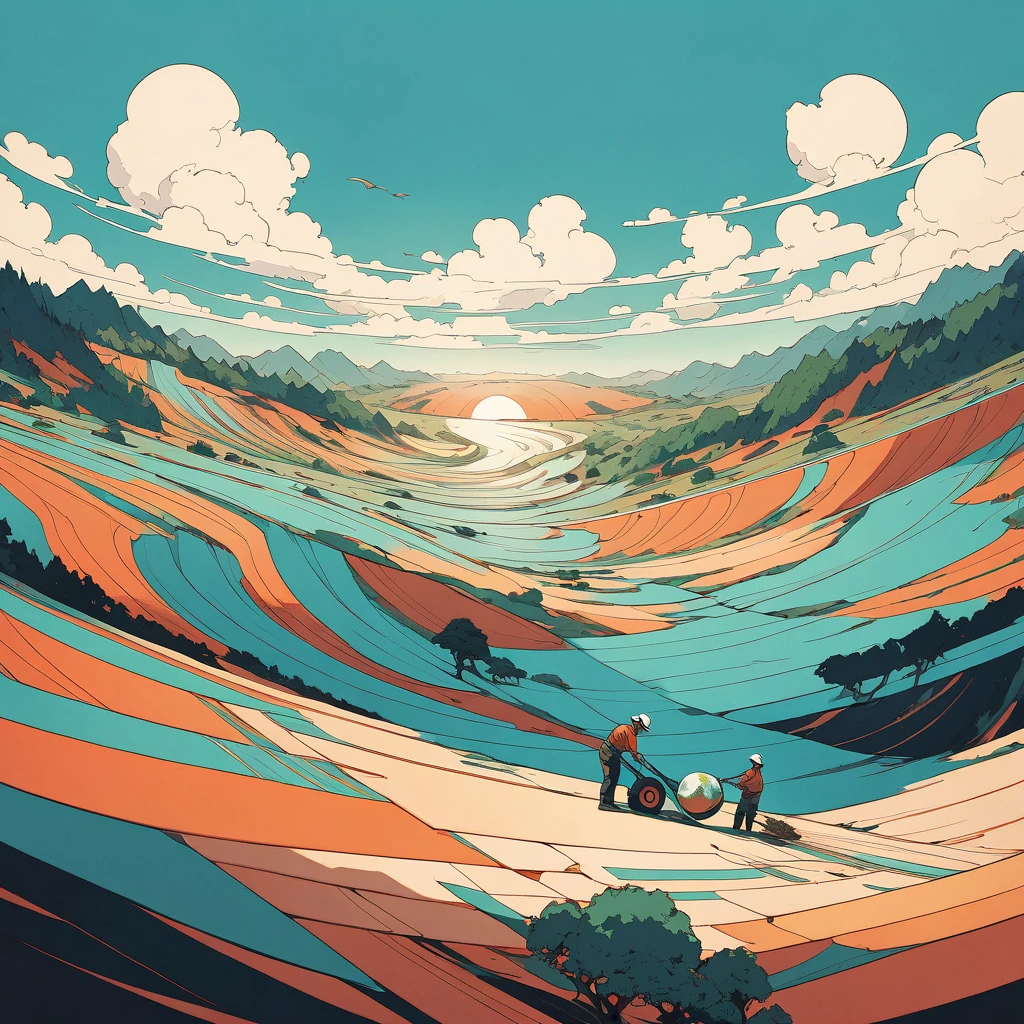 Slicing the Earth into thin pieces,Sampling the Earth,Illustration style