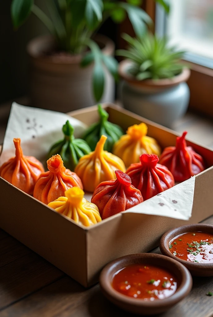 Momos in a box from top view 