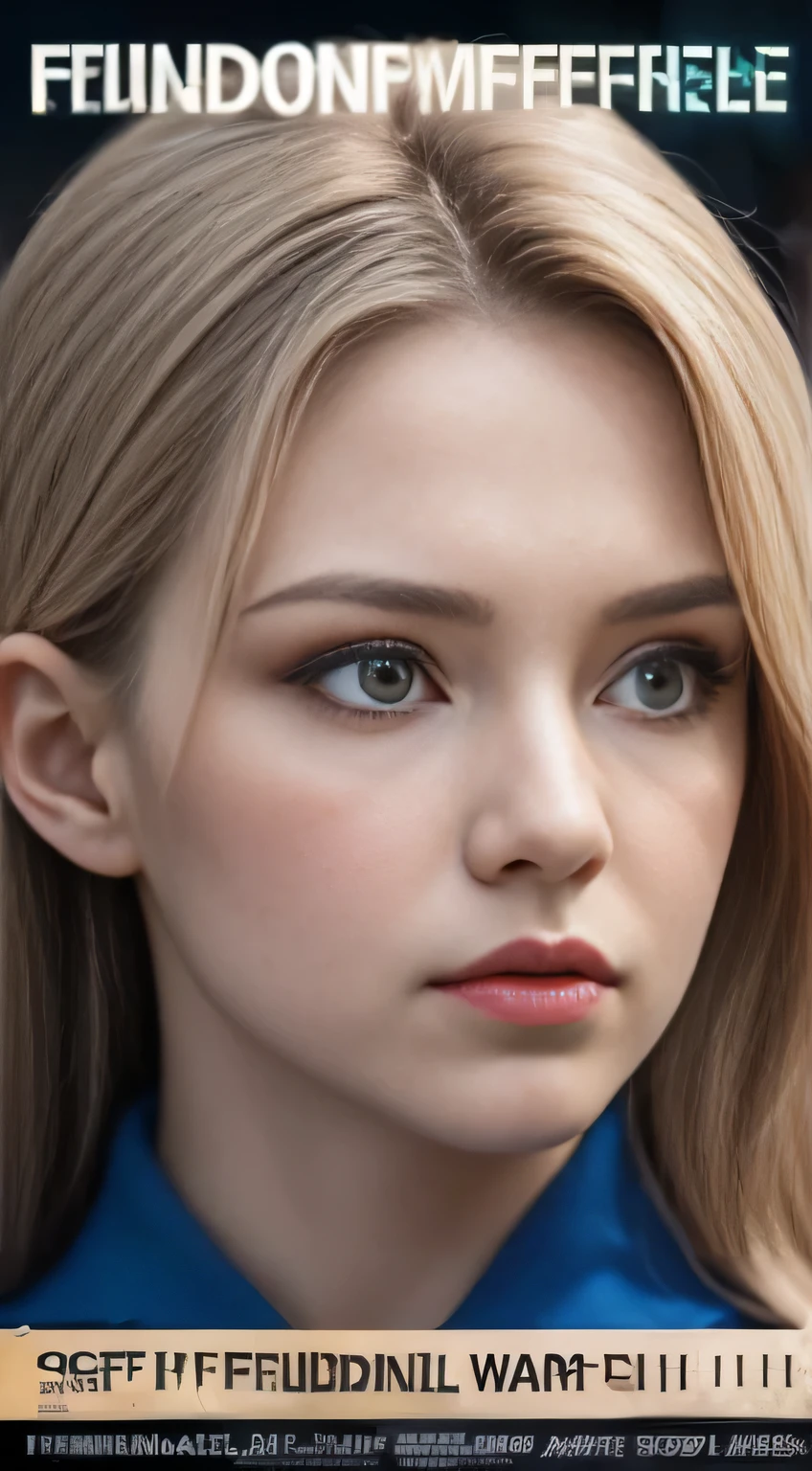 realistic,polite dress,(Fighter Action War Movie Poster),(foundation film reference: 1.8),realistic,Air Force general uniform,(realistic face resolution),movie pose,adult,skinny,big,one long-haired dark blonde woman,serious face,SF,SF,Various support characters