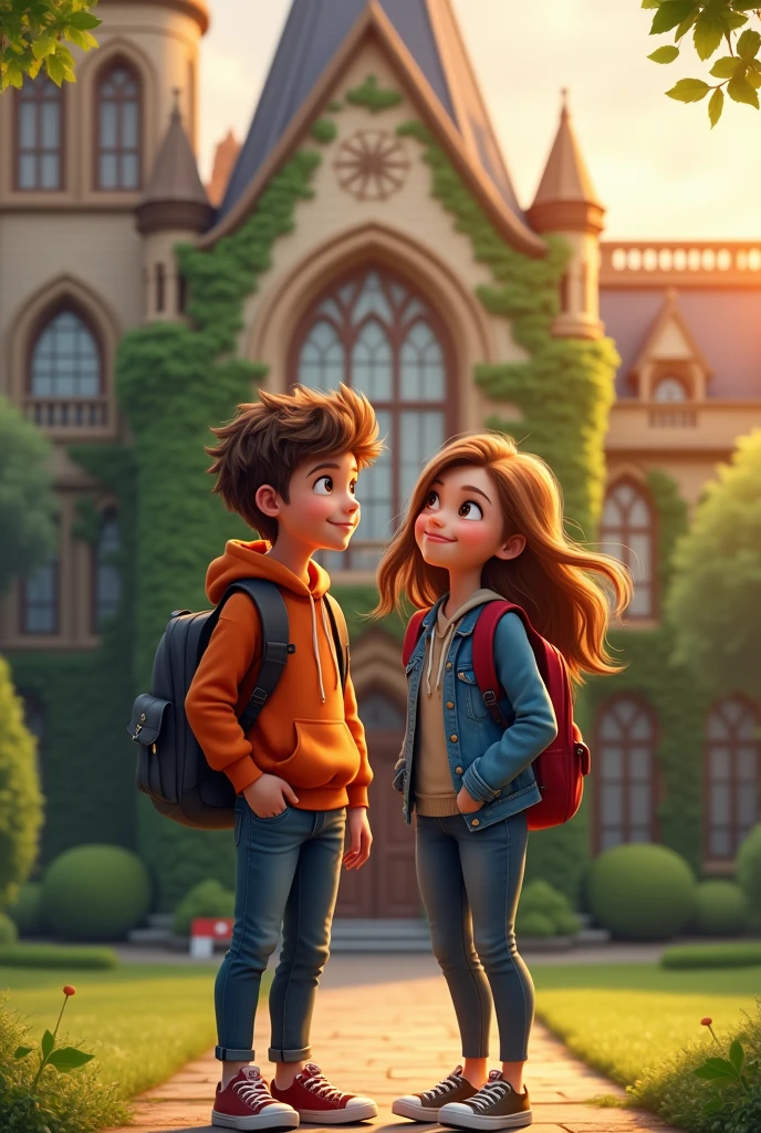Imagine 1 boy and 1 girl standing in front of Dream College