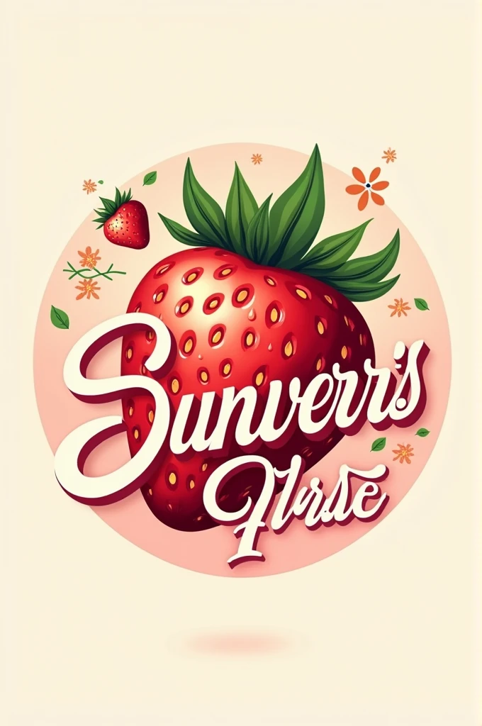 Make me a logo related to a strawberry and a phrase on the side 
