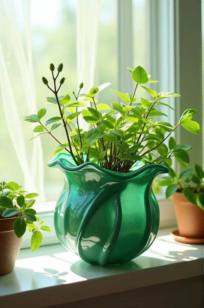A plant pot shaped like wind, but with the characteristics of a poejo 