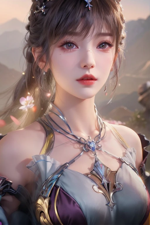 Close-up：A man wearing rabbit ears、Woman holding a sword, Queen of the Sea Mu Yanling, Portrait of the Knights of the Zodiac, Lineage 2 Style, Smooth anime CG art, Game CG, Beautiful fantasy queen, Complex and gorgeous anime CGI style, Drink, Movie goddess close up shot, Anime Goddess, Waifu, Realistic anime girl rendering