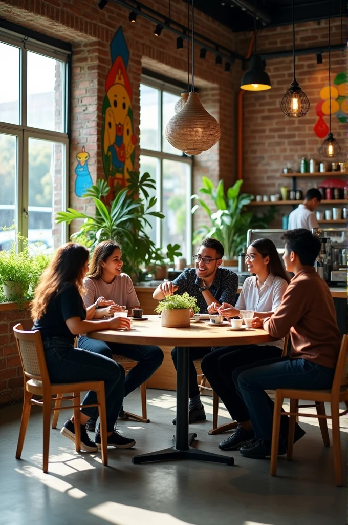 Try giving a modern coffeeshop photo for Indonesian people