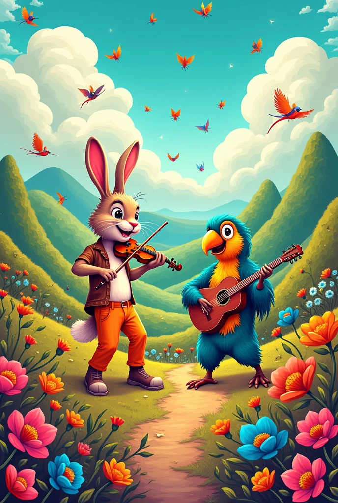 Make an art using harmony, variety, rhythm, balance, and movement and make it cartoonist