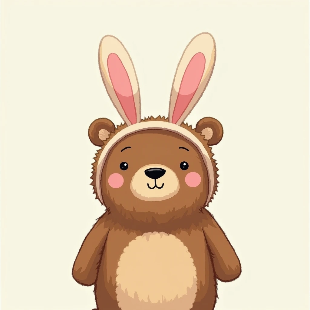 An illustration of a bear wearing a rabbit headband.