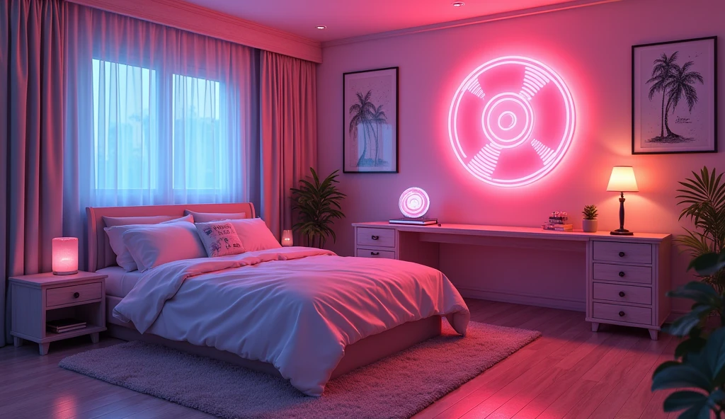 Anime Room Bed Cyberpunk Record Neon in the shape of soft cream