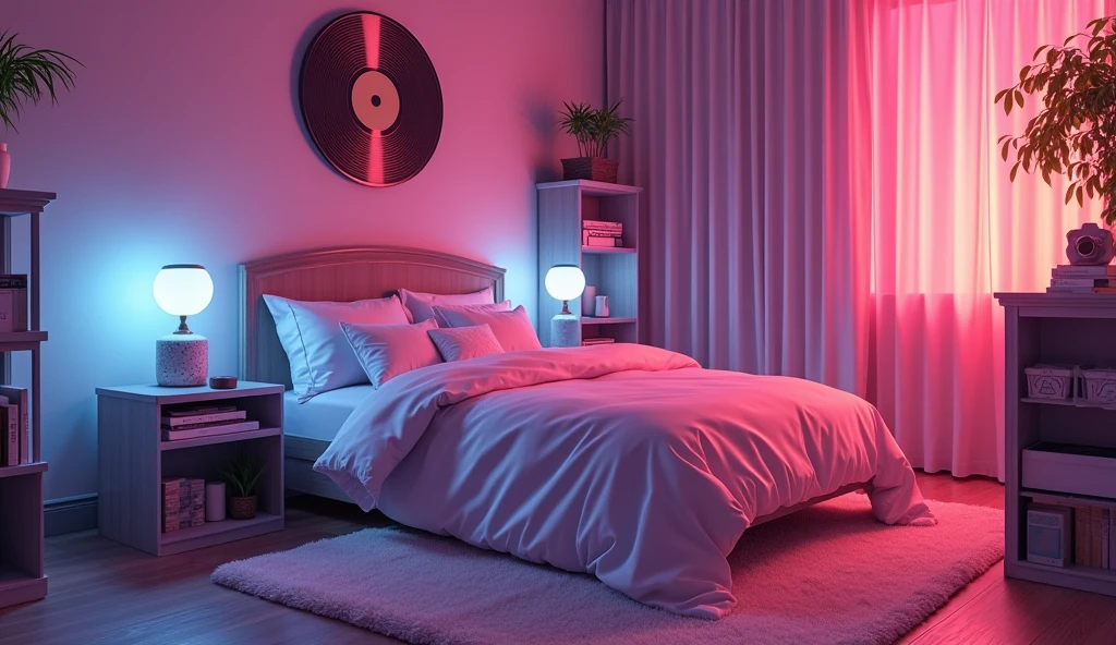 Anime Room Bed Cyberpunk Record Neon in the shape of soft cream