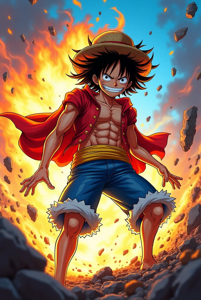 Create an image of Luffy in gear 5 