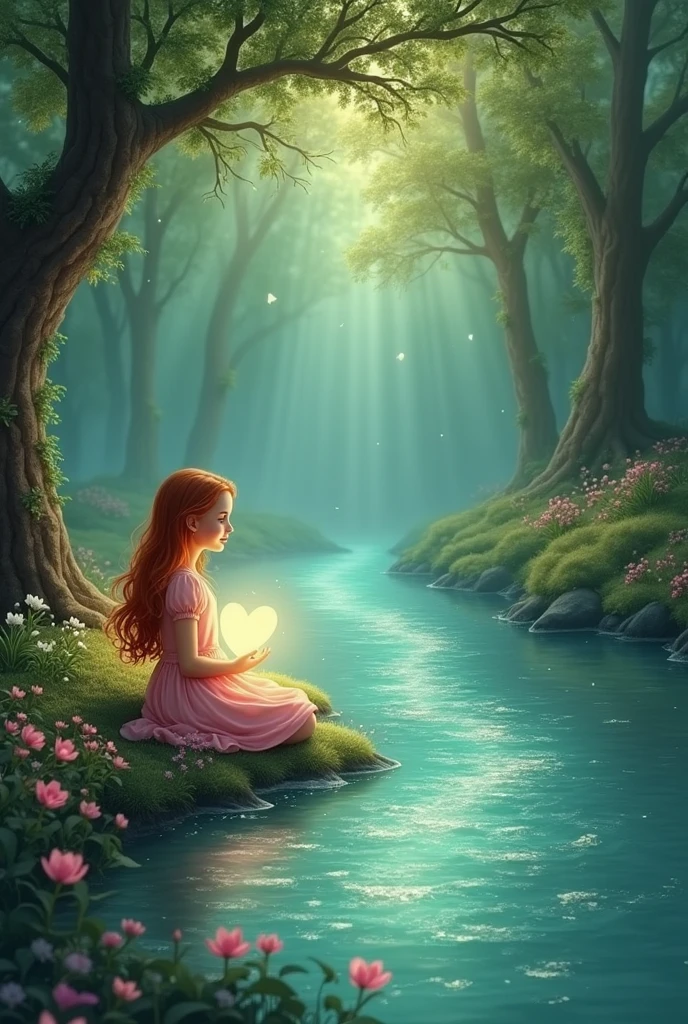 Create an image of a **The Enchanted River and the Power of a Pure Heart** very easy drawing to draw