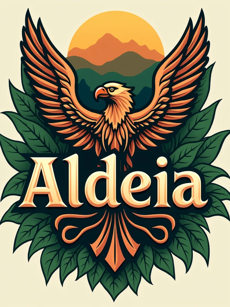 Create a sports logo with the name aldeia, indigenous theme