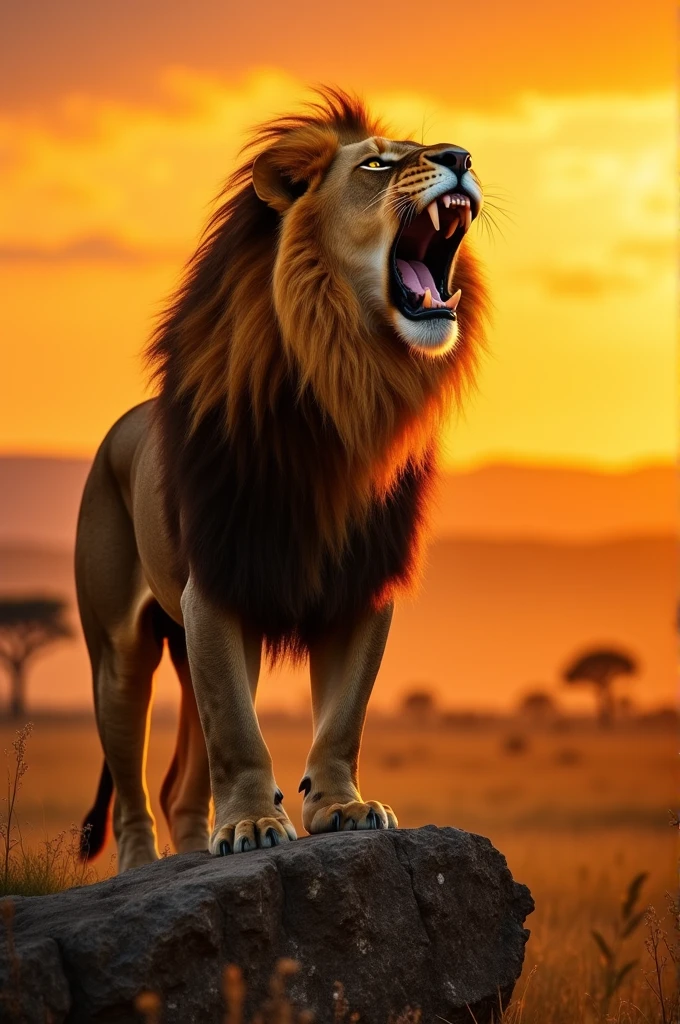 A Lion Roaring Super Realistic