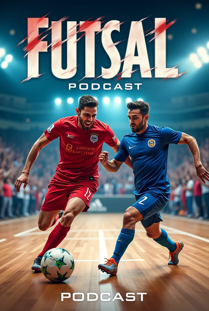 A cover for a podcast about futsal, On the cover, two men