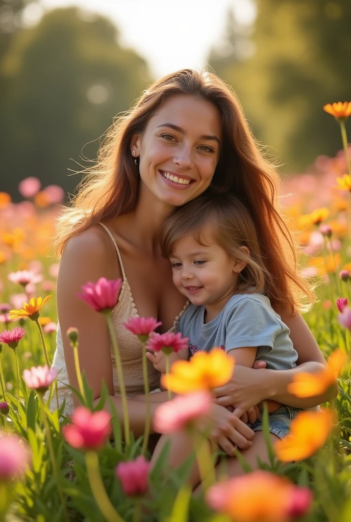 sexy fresh thick 20yo woman, with her young kid, topless