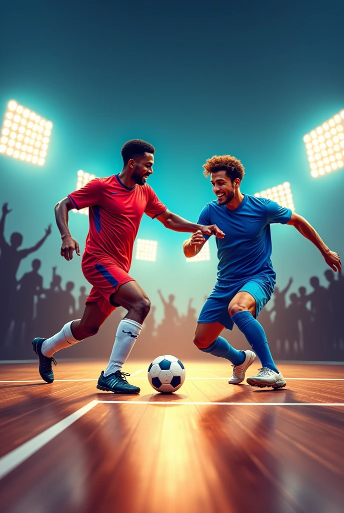 A cover for a podcast about futsal, On the cover, two men