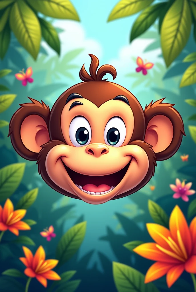 Tete de singe dessin anime avisage de singe souriant 