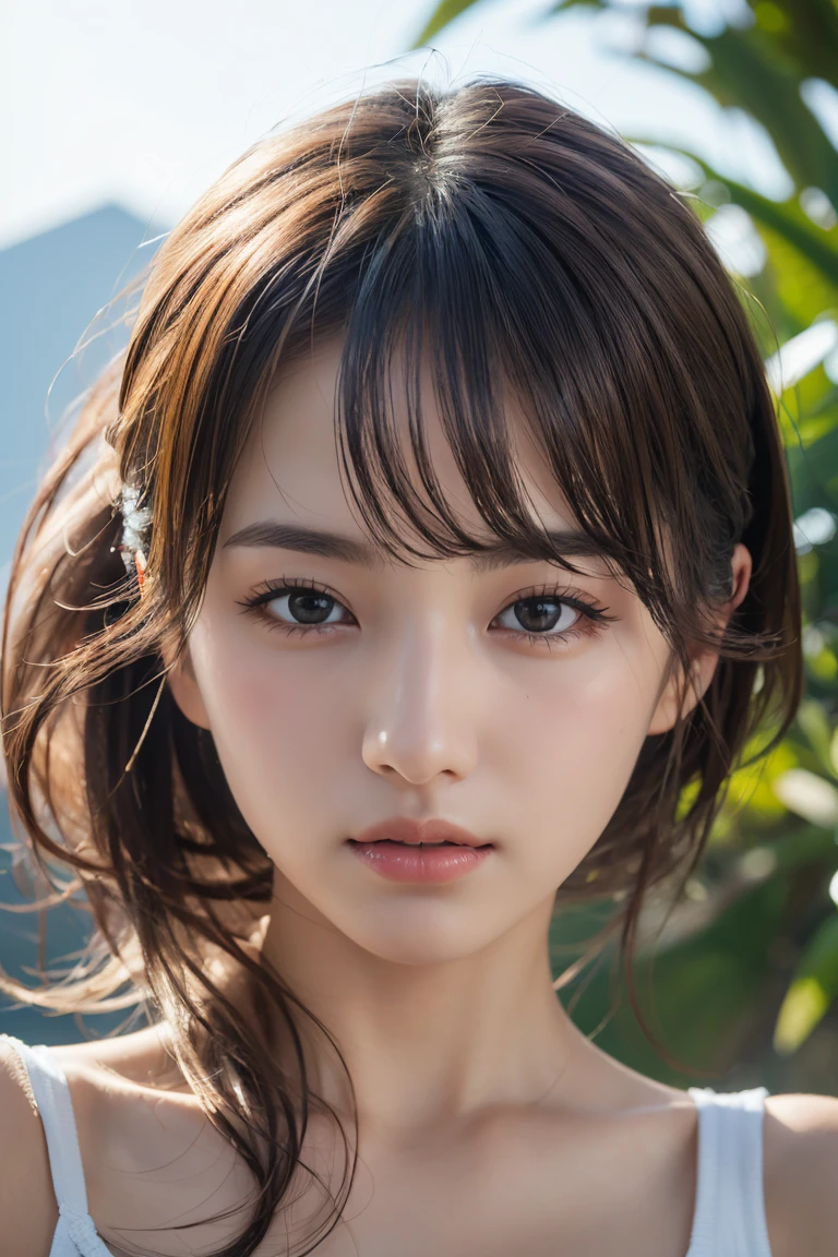 (RAW Photos, Highest quality),(Realistic, photo-Realistic:1.3), masterpiece, Very delicate and beautiful, Very detailed, CG, Unity , 2k wallpaper, wonderful, In detail, A light smile, Very detailed CG Unity 8k wallpaper, Large file size, Very detailed, High resolution, Absurd, Soft Light, ponytail, Short bangs, Blonde, Floating Hair NovaFrogStyle, Beautiful detailed, Detailed fingers, Very detailed eyes and face, Beautifully detailed nose, Beautiful attention to detail, Long eyelashes, Light on the face, View your viewers, Mouth closed, One person, cute, young, Face, whole body, Small breastistic face, Realistic body, Beautiful thigh details, Urzan-6500-v1.1, roller:Korean doll-like_At 3 p.m., Costumes : Crop top, Aqua Eye