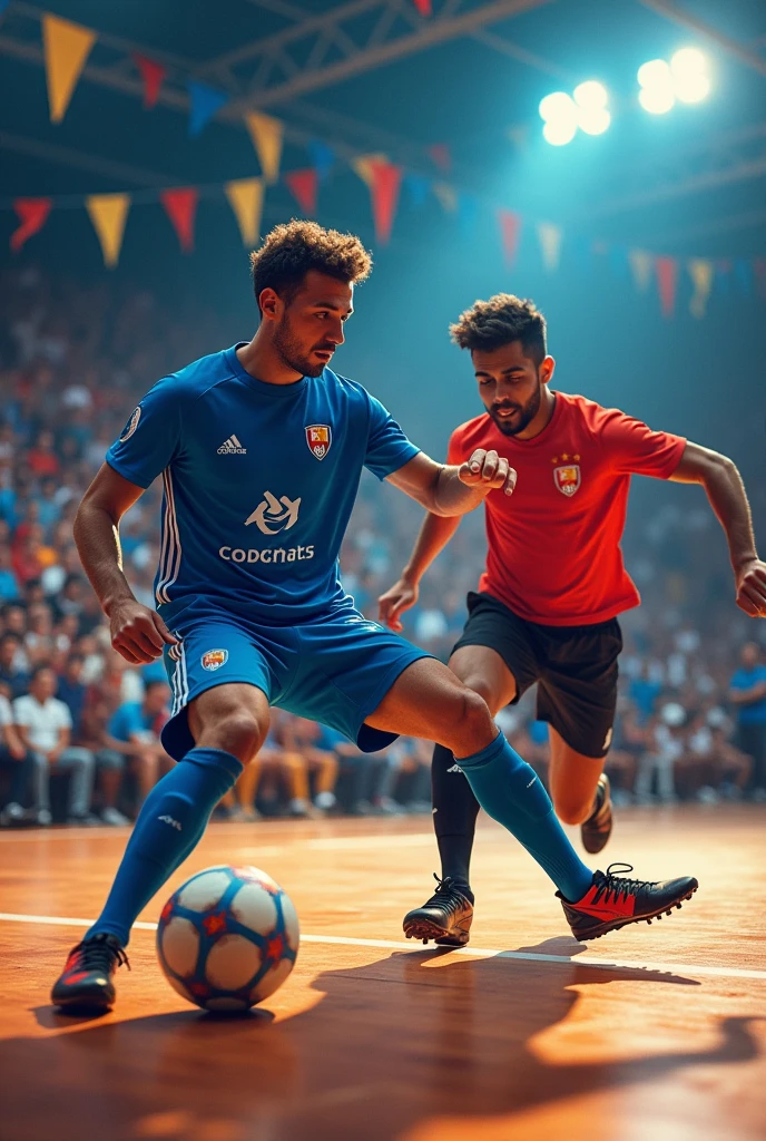 A cover for a podcast about futsal, On the cover, two men