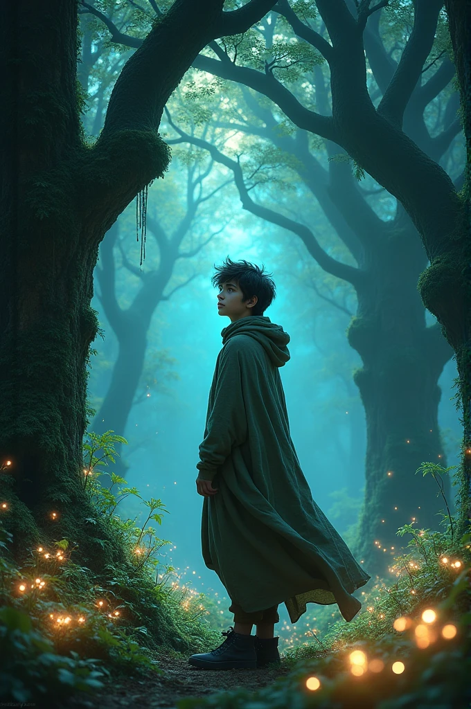 A 19-year-old boy who is alone in the middle of a magical forest.