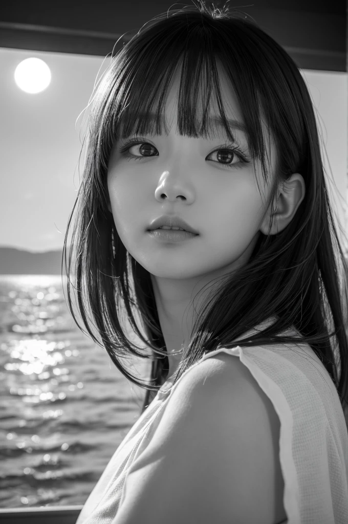 high quality、8K Ultra HD、女神のシルエットとサンセットコーストを組み合わせた美しいDouble Exposure、The Sunset Coast serves as a backdrop.、The details are captured by the Goddess、Crisp lines、The background is monochrome、Sharp focus、Double Exposure、By yukisakura、Amazing full color。