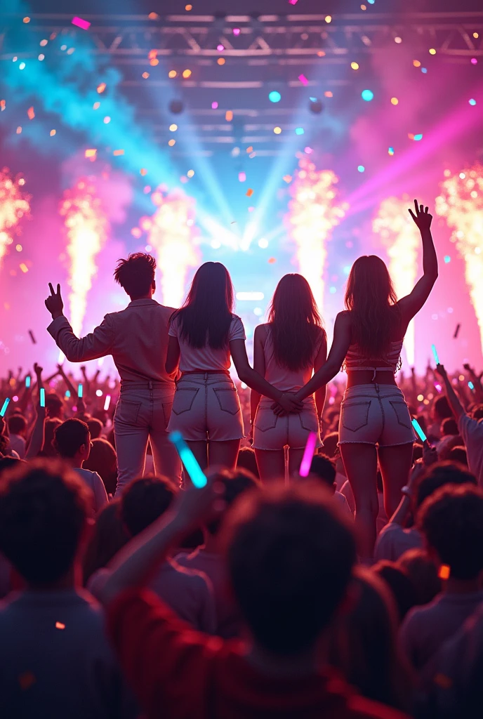 Create a poster about fans worshipping some k pop idols