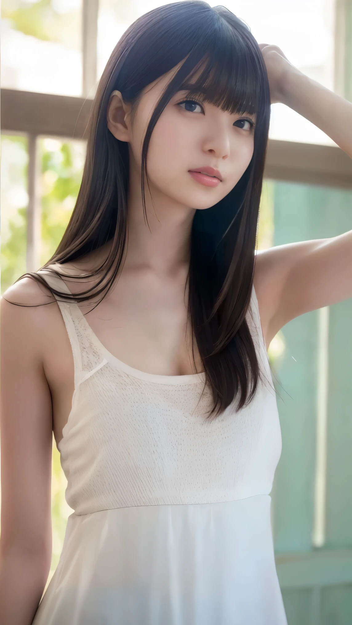 Memory correction:255, Everything modern:1.66, Cute Japanese Women Photos, smile, 20-year-old, Oil and hair balm for one-length straight hair:1.55, (photo Realistic:1.4), (hyper Realistic:1.4), (Realistic:1.3), (Smoother lighting:1.05), (Improving the quality of cinema lighting:0.9), 32K, 1 person,20-year-oldの, Realistic lighting, Backlight, The light shines on your face, Ray Tracing, (Bright light:1.2), (Improvement of quality:1.4), (Highest quality Realistic textured skin:1.4), fine grain, Detailed face,(smile:0), (Emphasis on face close-up:1.3), (Enhances the beauty of skin texture:1.1),((Extremely precise and accurate anatomy:1.0)), (Enhances the beauty of skin texture:1.1), Clean and glowing skin, mesh, thin:1.2, (Realistic:1.3), Realisticなライティング, (Smoother lighting:1.05), 32K, One Japanese woman, fine grain, Detailed face, (Film Grain:1.1),(Accentuates body lines:1.1), High resolution, Natural look, Kind eyes, Improves hair quality, Delicate light and shadow, Transparent muscles, Graceful pose, Beautiful Eyes, Sharp details, Soft light reflection, Beautiful contours, Delicate skin tone, Fine hair texture,Cute Japanese Women Photos,