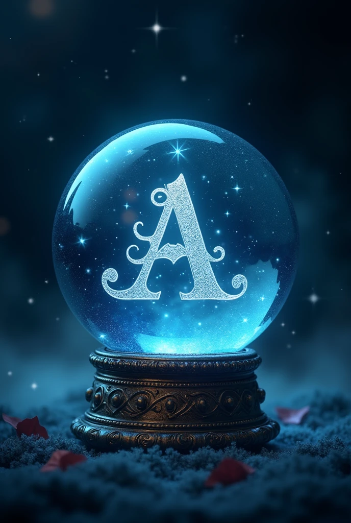 Create a logo of a crystal ball with the letter A inside the crystal ball, improve this