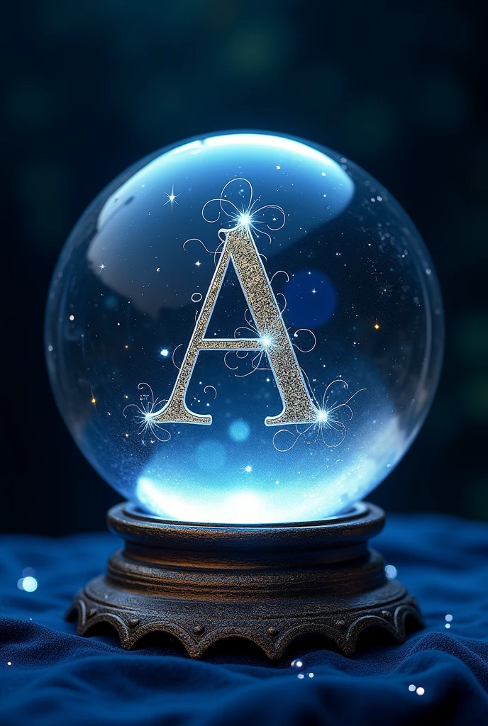 Create a logo of a crystal ball with the letter A inside the crystal ball, improve this