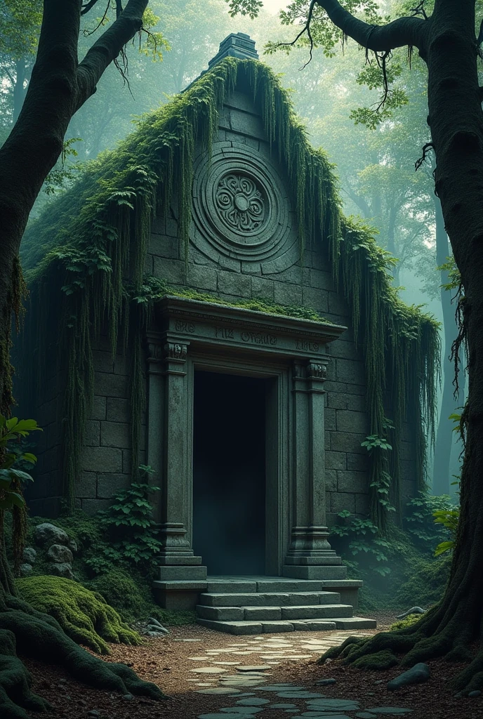 Old Temple in the Forest:

A decrepit, ancient temple standing alone in the middle of a dark forest. The temple is overgrown with vines, and there is an unsettling atmosphere around it. Shadows and strange symbols are visible on the temple’s walls.