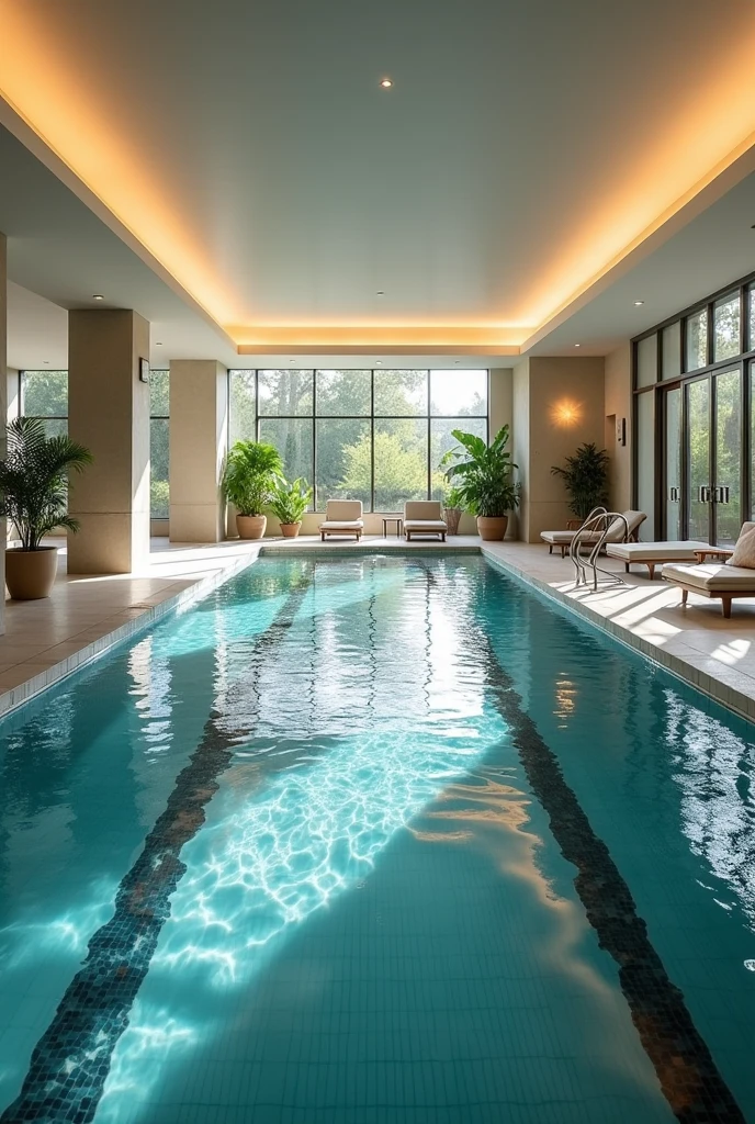 Indoor pool, a large space, with more modernity and sostification, a space for the elderly with all possible accessibility